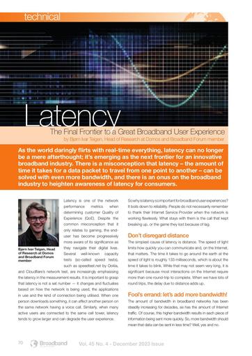 Latency: The Final Frontier to a Great Broadband User Experience