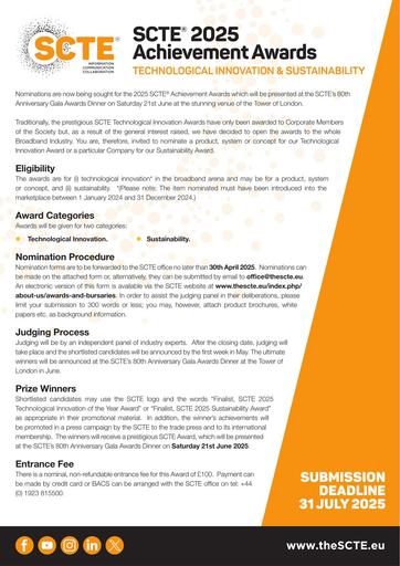 SCTE Technology Innovation Awards Nomination Form 2025