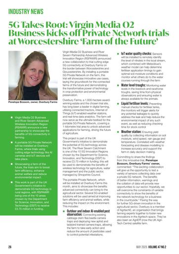 Industry News: 5G Takes Root: Virgin Media O2 Business kicks off Private Network trials at Worcestershire ‘Farm of the Future’