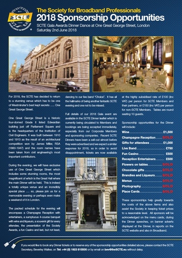 2018 SCTE Sponsorship Dinner Leaflet