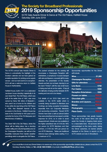 2019 SCTE Sponsorship Dinner Leaflet