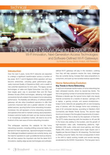 The Home Networking Revolution, Wi-Fi Innovation, next-Generation Access Technologies and Software-defined Wi-Fi Gateways