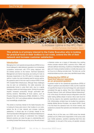 Technical Section: Intelligent Tools to Increase Uptime in the HFC Plant, by Teleste