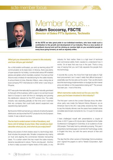 SCTE Member focus - Adam Soccorsy, Director of Sales FTTx Systems, Techetix