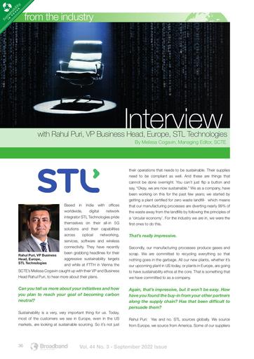 Sustainability Focus: Interview with Rahul Puri, VP at STL