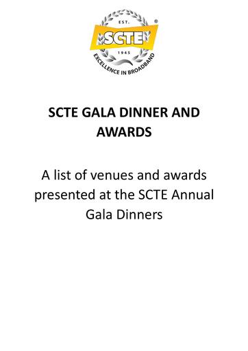 SCTE Gala Awards Venues and Award Recipients