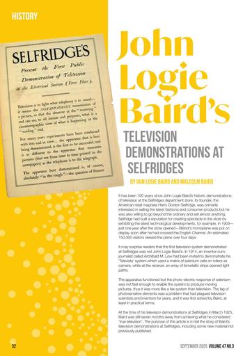 History - John Logie Baird's Television demonstration at Selfridges