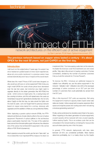 TECHNICAL - The Impact of FTTH, by STL