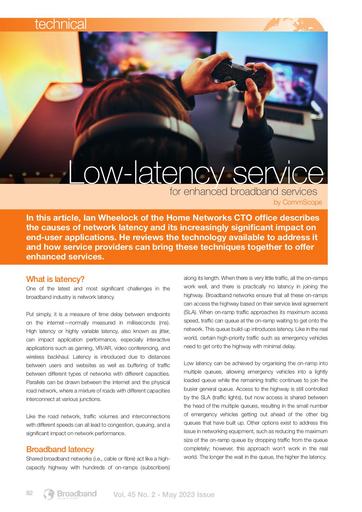 Technical papers: Low Latency Service for Enhanced Broadband Services
