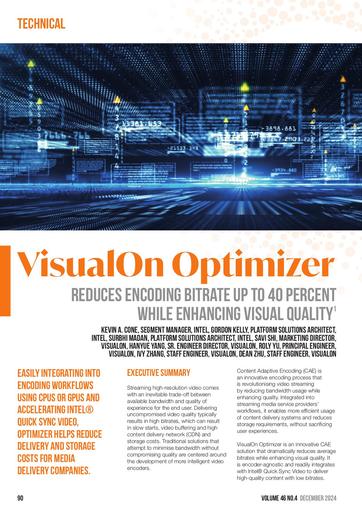 VISUALON OPTIMIZER REDUCES BITRATE ENCODING BITRATE UP TO 40% BY VISUALON